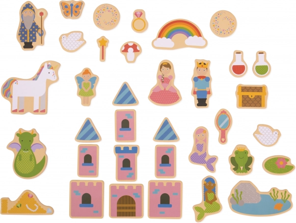 Bigjigs Toys pasakų mediniai magnetukai – rinkinys 35 vnt.