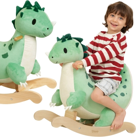 Classic World soft plush-wooden rocking dinosaur