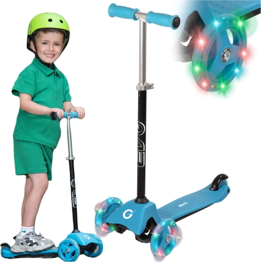 EVO vaikiškas triratis paspirtukas Light Up Mini Cruiser mėlynas