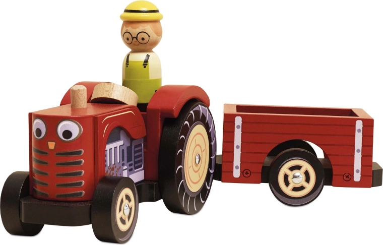 Le Toy Van medinis traktorius su priekaba vaikams