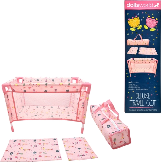 Dolls World travel portable cot for dolls up to 46 cm
