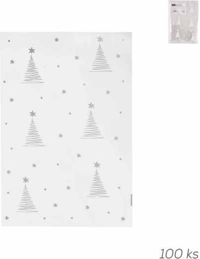 Cellophane bag with Christmas tree motif 25 × 17 cm, 100 pcs