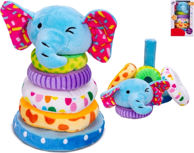 Pliušinė piramidė drambliukas su veriamosiomis žiedelėmis, 21 cm