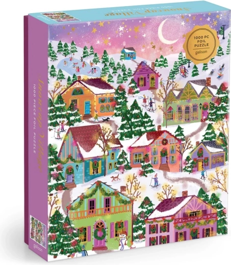 Galison Foil Puzzle Joy Laforme Snowy Village 1000 Pieces