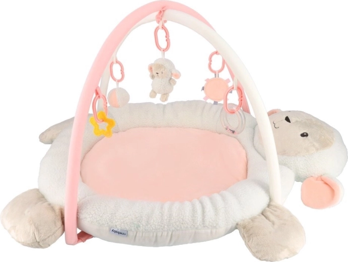 Prabangus pliušinis žaidimų kilimėlis New Baby avytė su lankeliu