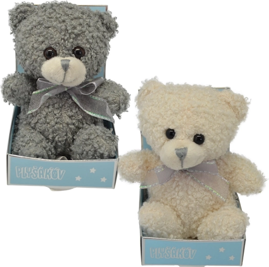 Plush teddy bear with bow 12 cm, multiple colors