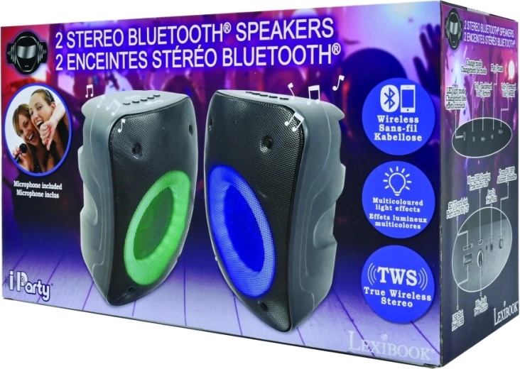 Lexibook iParty set of portable Bluetooth speakers with microphone