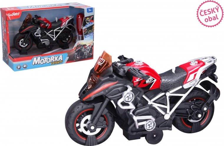 Raudonas surenkamas motociklas su efektais