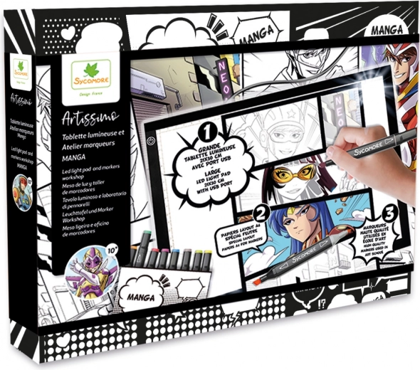 Artissimo – kūrybinis Manga rinkinys su šviesos planšete