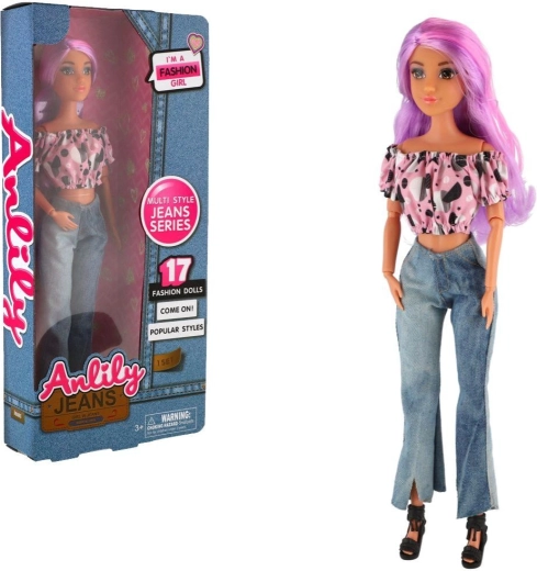 Anlily lankstinė madinga lėlė su džinsiniu outfitu 30 cm
