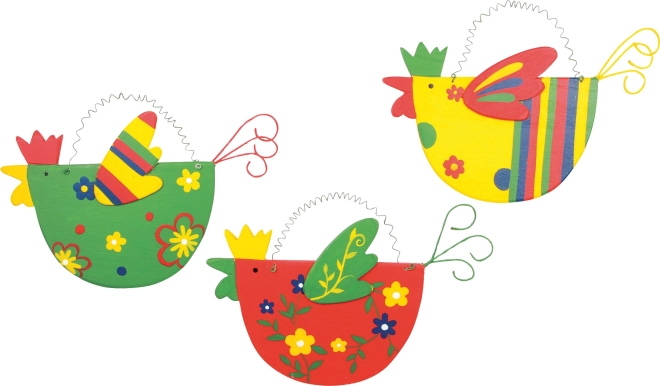Colorful Wooden Hens – Set of 3 pcs