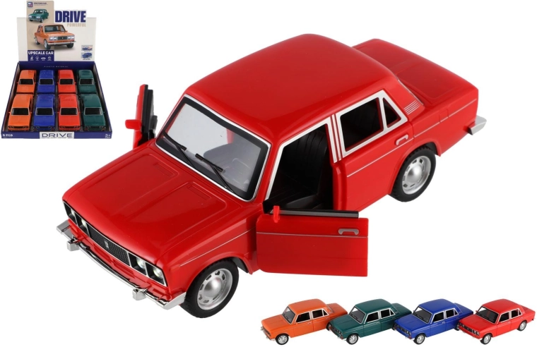 Retro automobilis su inerciniu mechanizmu, su šviesa ir garsu 18 cm