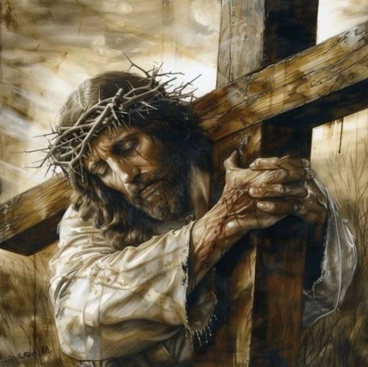 Deimantinė mozaika „Jėzus, nešantis kryžių“ 30 × 40 cm