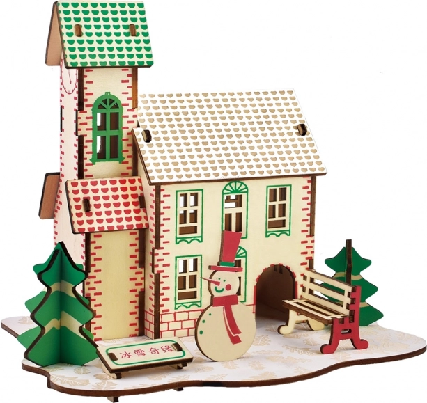 Woodcraft medinė 3D dėlionė „Žiemos namas“