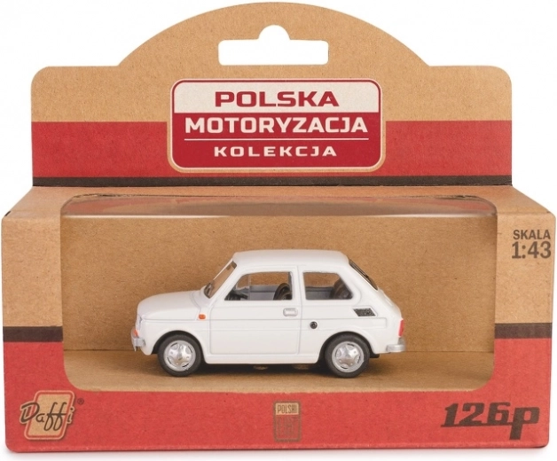 Die-Cast Model Car Fiat 126p PRL in White, 1:43