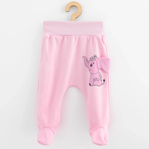 New Baby Happy Elephant baby cotton footed pants pink