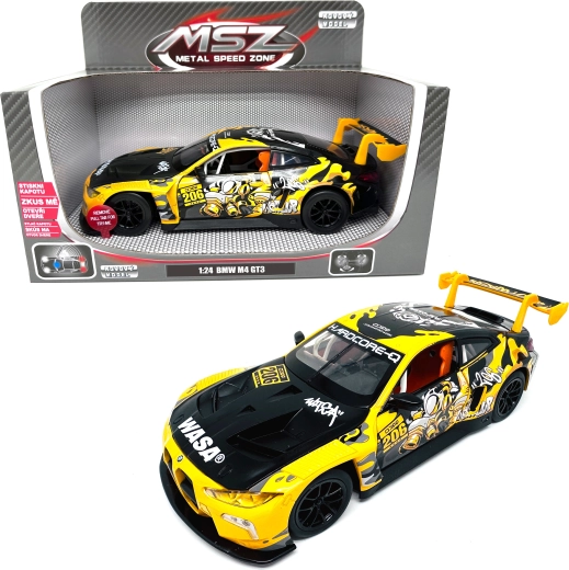 Metalinis BMW M4 GT3 modelis su šviesos ir garso efektais, 1:24