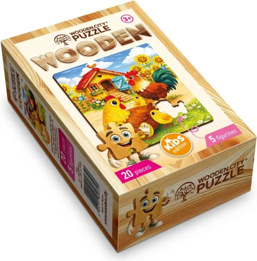 WOODEN CITY wooden puzzle Chicken Family on the Farm, 20 pieces