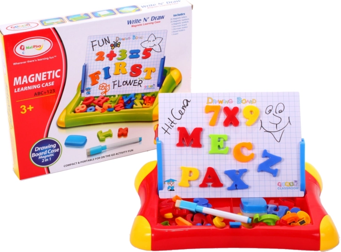 Magnetic board with letters and numbers with storage case