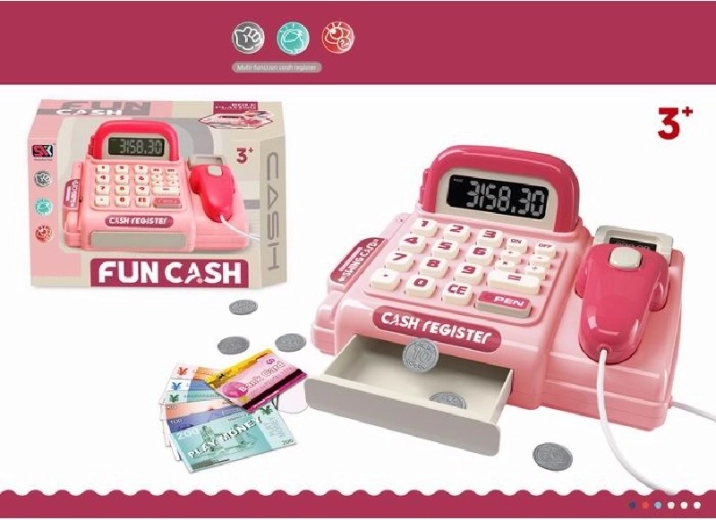 Vaikiškas elektroninis kasos aparatas Fun Cash Pink