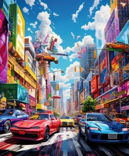Diamond painting Colorful City 30 × 40 cm