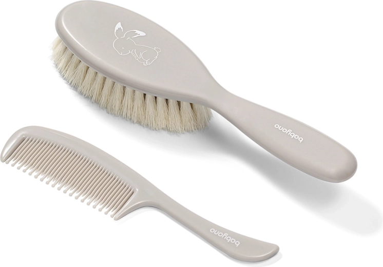 BabyOno brush and hair comb for babies – super soft, gray