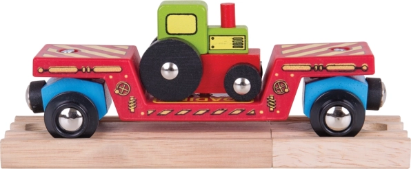 Bigjigs Rail vagonėlis su traktoriumi ir dviem bėgiais