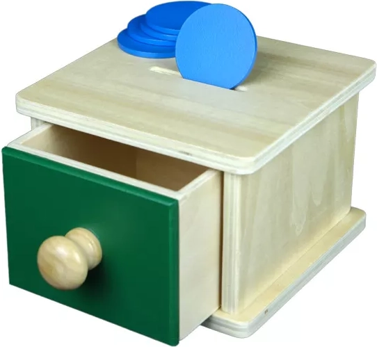 Montessori infant coin box with drawer - 1 piece