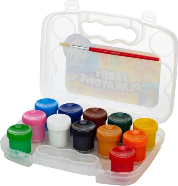 Tempera dažai ASTRA 12×20 ml plastikiniame lagaminėlyje