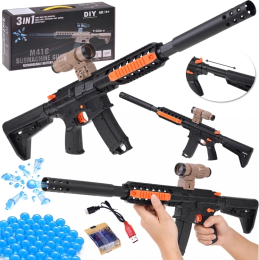 M416 gel blaster for gel balls 3-in-1 with rechargeable battery (DIY) - 1 piece