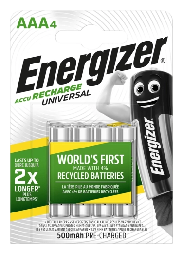Energizer įkraunamos baterijos AAA 500 mAh, 4 vnt.