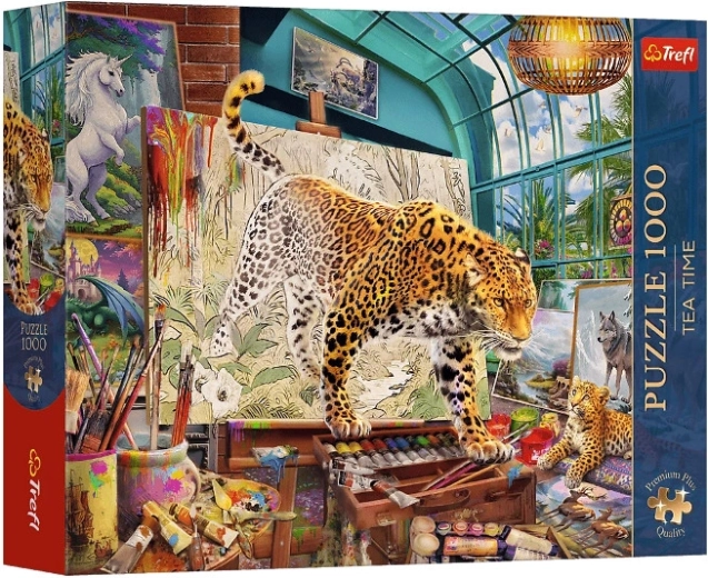 Tea Time Premium Plus 1000-piece puzzle – leopards in a painter’s studio