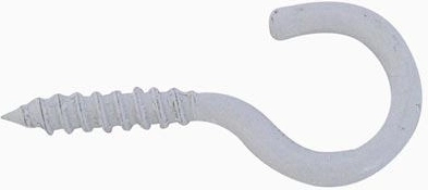 Atviras įsukamas kabliukas su sriegiu 40 mm, baltas (50 vnt.)