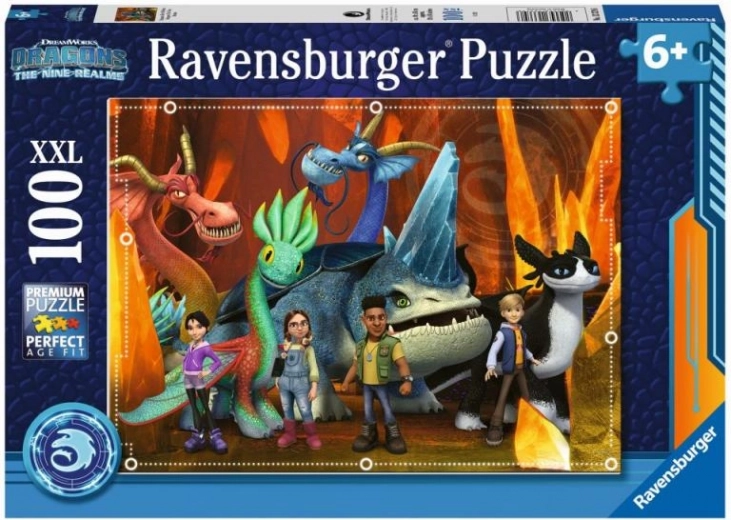 RAVENSBURGER vaikiška dėlionė KAIP PRISIJAKINTI SLIBINĄ: THE NINE REALMS xxl 100 dalių