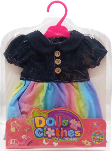 Doll clothing for 35 cm doll – rainbow dress with hanger
