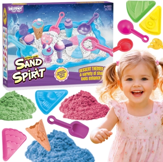 Woopie Sand Fairy kinetinis smėlis – ledainės ir desertų rinkinys, 24 dalių