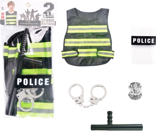 Police vest with belt and handcuffs
