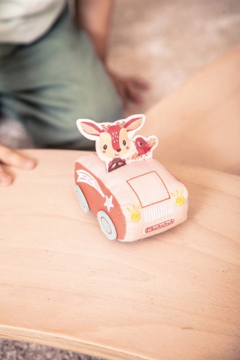 Lilliputiens pull-back plush car with Stella the fawn