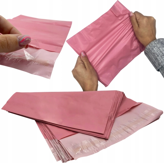 Rožiniai plastikiniai siuntimo vokai, 50 vnt. – 500 x 600 mm