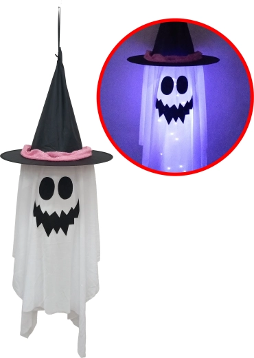 Hanging ghost with hat 93 cm