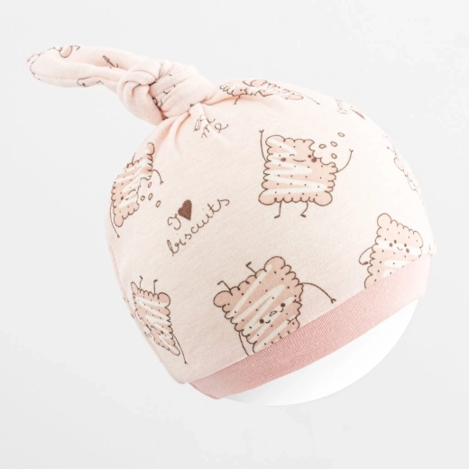 Baby cotton beanie new baby biscuits pink