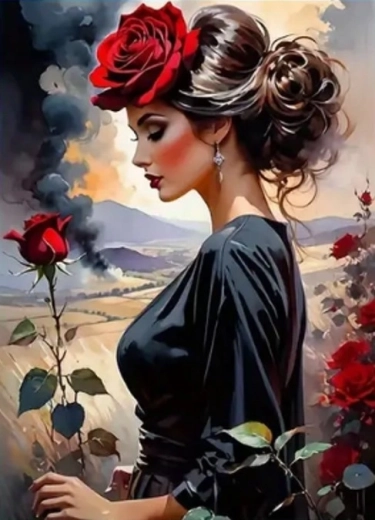 NORIMPEX Paint by Numbers Woman's Profile with Rose 40 × 50 cm