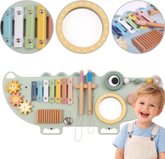 Medinė manipuliacinė (activity) lentelė krokodilas TOOKY TOY