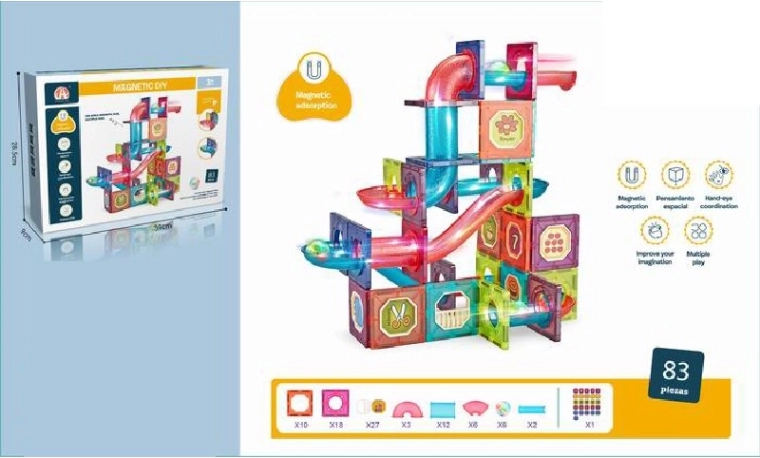 Magnetic 3D Building Set, 83 Pieces with Lights