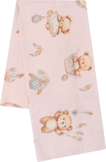 Flanelinis vaikiškas vystyklas su teddy bear raštu, rožinis NEW BABY