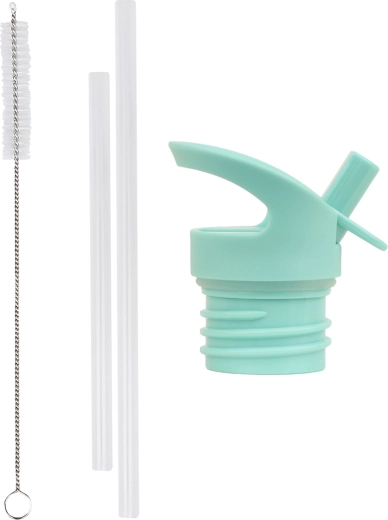 A Little Lovely Company set of a cap, cleaning brush and straw for the Jungle stainless steel bottle
