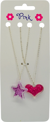 Necklaces with heart and star pendants, set of 2