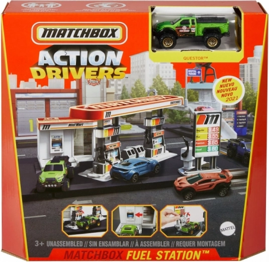 Matchbox Action Drivers degalinė su Questor automobiliuku
