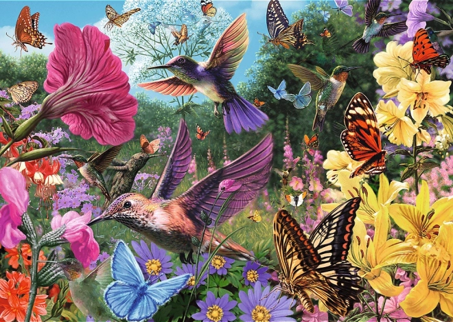 Trefl Puzzle Premium Plus Tea Time – kolibrų sodas, 1000 dalių