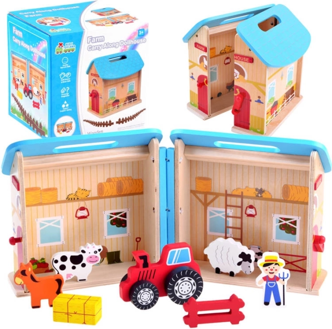 Wooden Folding House with Animal Farm